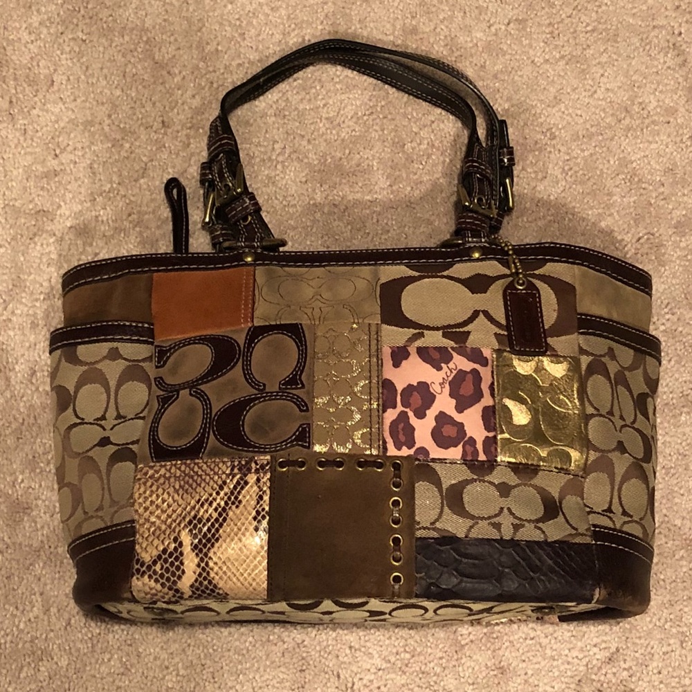 💕WEEKEND SALE💕 Coach Animal Print Patchwork Tote